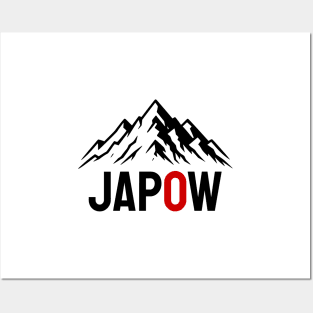 JAPOW Japan Powder Snow Snowboard Sticker - Black Posters and Art